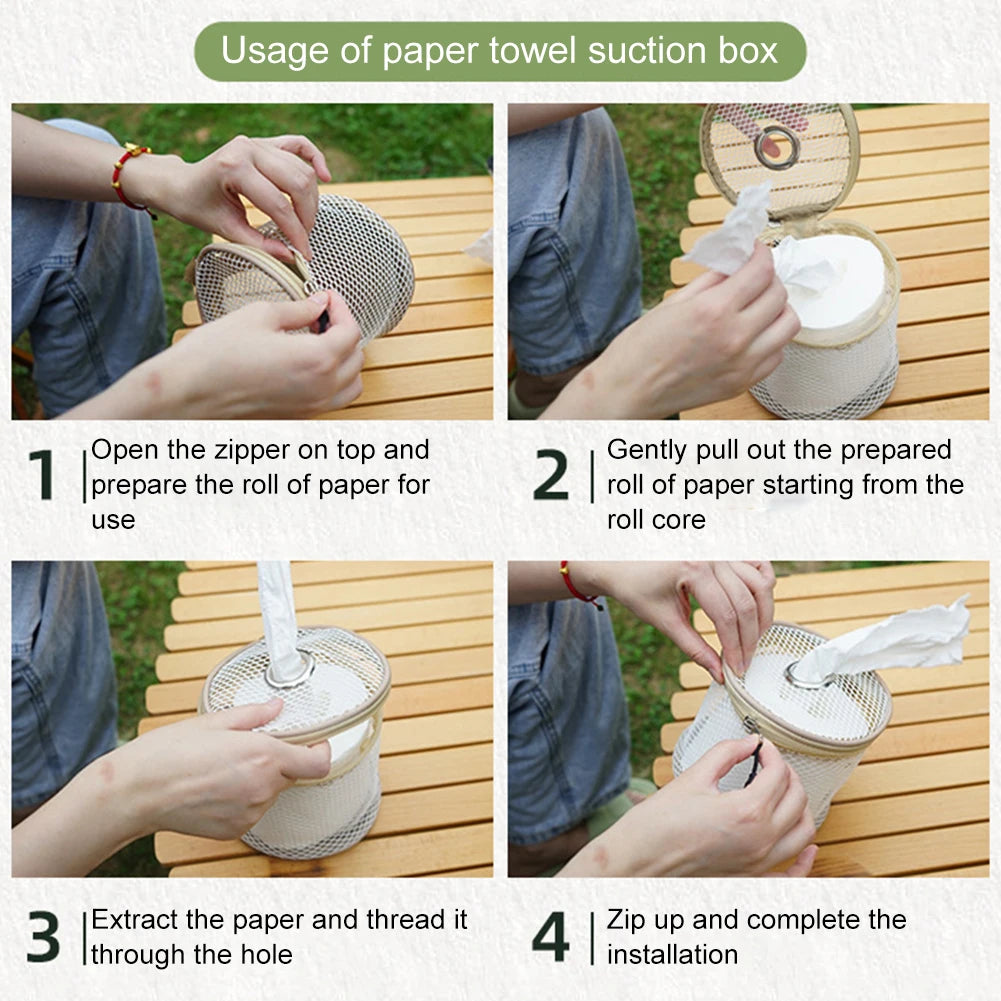 Estuche de pañuelos para acampar al aire libre con gancho, bolsa de almacenamiento de papel en rollo, caja de almacenamiento de papel higiénico para Picnic, senderismo y Camping