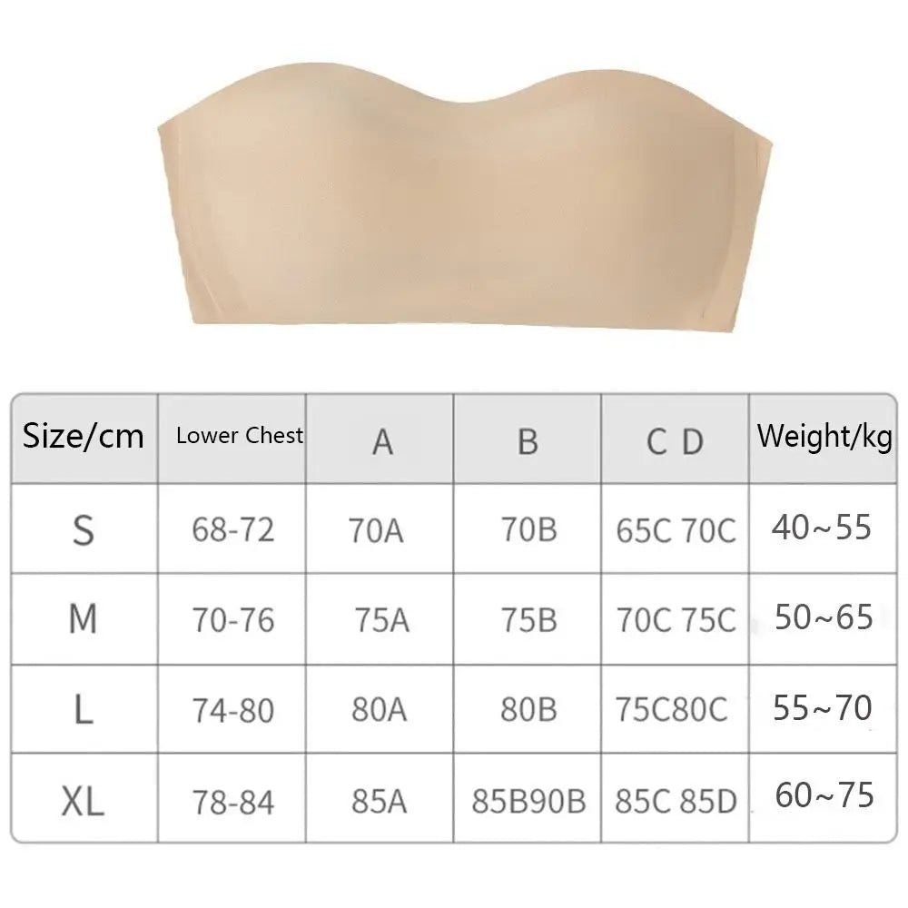 Sujetador envuelto sin tirantes de Color sólido, Bralette Invisible antideslizante de realce, anillo sin acero, ropa interior fina para mujer, boda