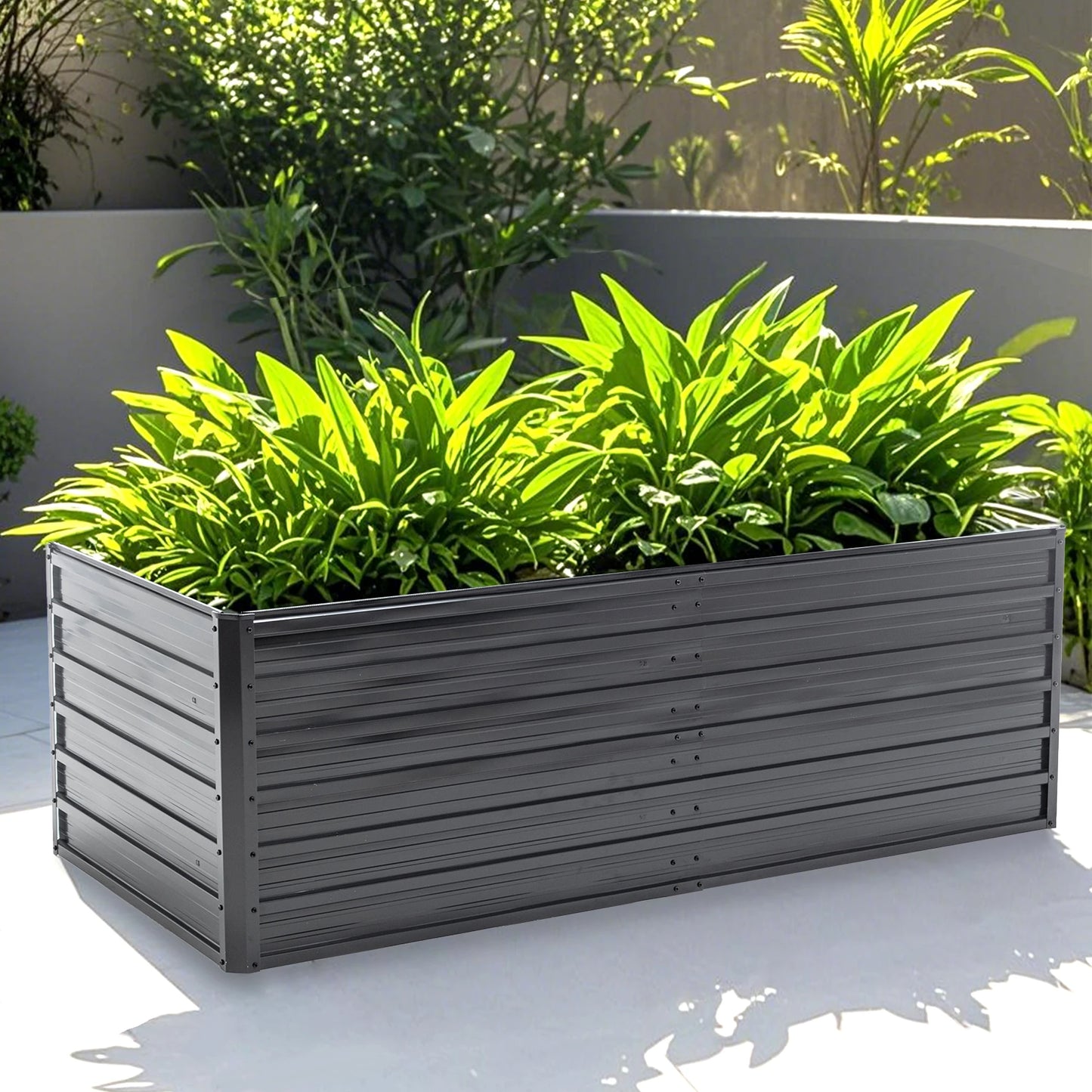 Cama de jardín elevada de metal de 6x3x2 pies, exterior, reforzada, galvanizada, a prueba de herrumbre, maceteros de acero de colores para verduras