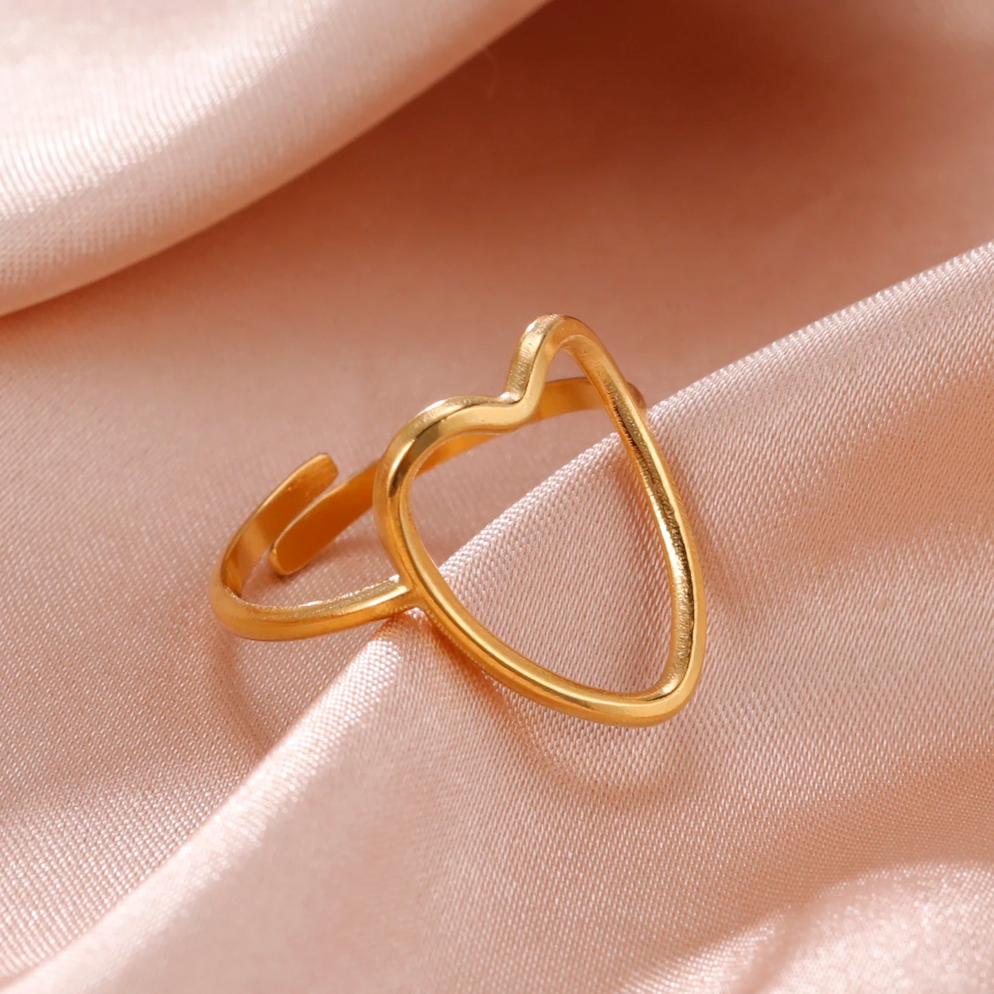 Skyrim-anillos de acero inoxidable para mujer, corazÃ³n geomÃ©trico, estÃ©tico, ajustable, abierto, joyerÃ­a de fiesta, regalos al por mayor