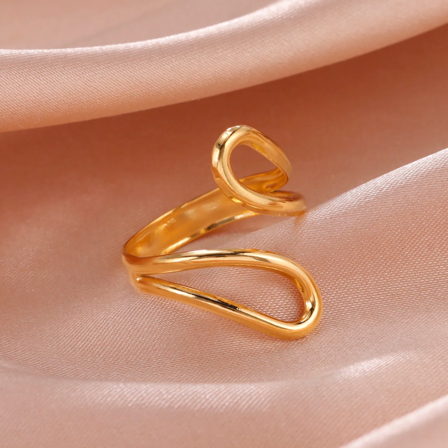 Skyrim-anillos de acero inoxidable para mujer, corazÃ³n geomÃ©trico, estÃ©tico, ajustable, abierto, joyerÃ­a de fiesta, regalos al por mayor
