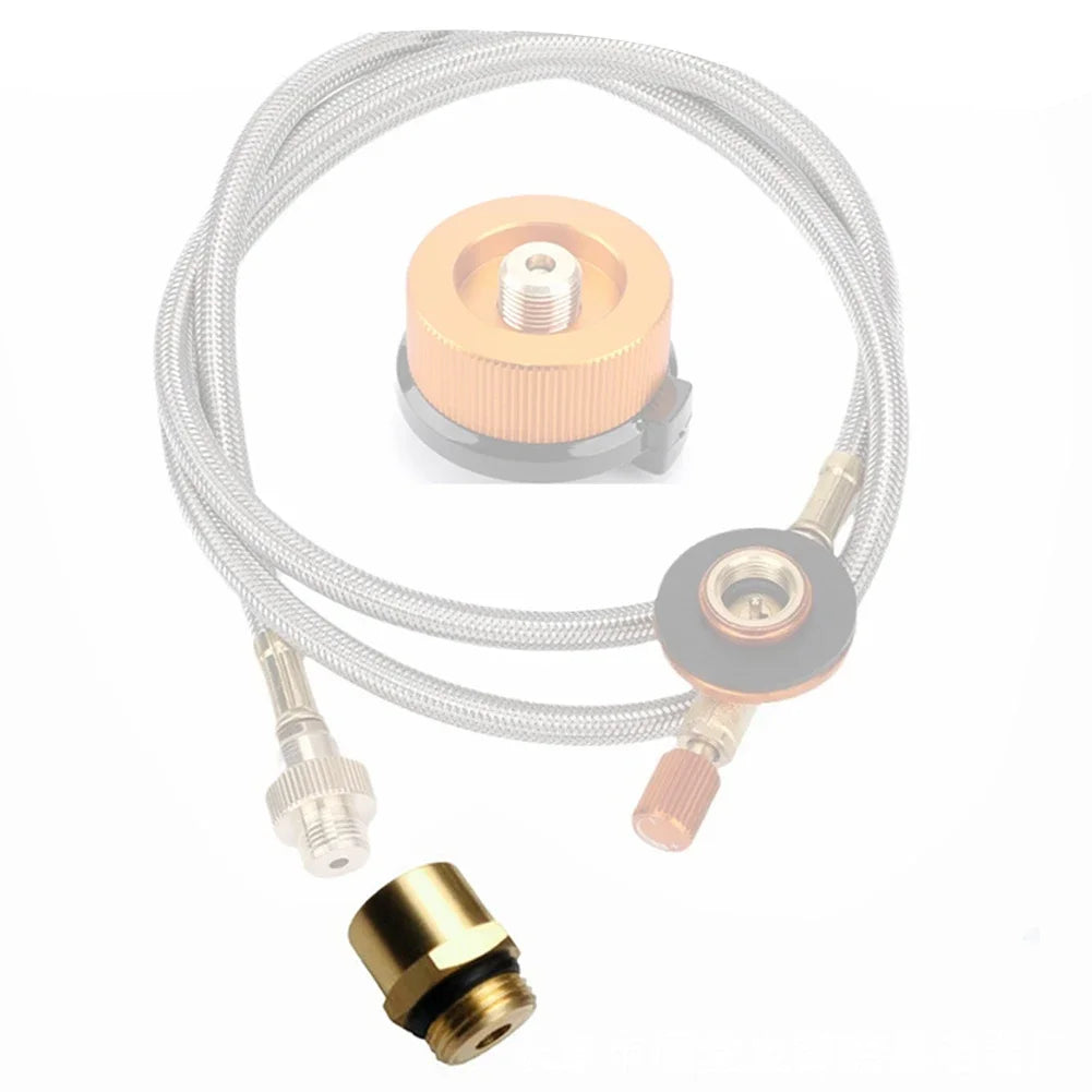 Adaptador de cobre para estufa de Camping, convertidor de Gas, casete, horno, conector de estufa, piezas de conversión de apagado automático