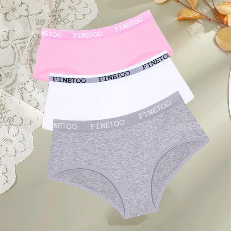 FINETOO, 3 uds., ropa interior con cinturÃ³n de algodÃ³n con letras, bragas para mujer, bragas sexis transpirables de cintura baja, lencerÃ­a cÃ³moda elÃ¡stica para mujer