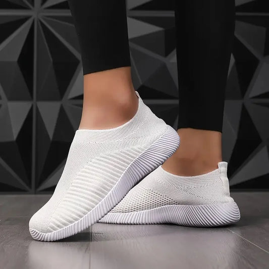 Zapatillas de deporte de Color sÃ³lido para mujer, calcetines deportivos tejidos de malla transpirable para exteriores, ligeros, bajos, para caminar y correr