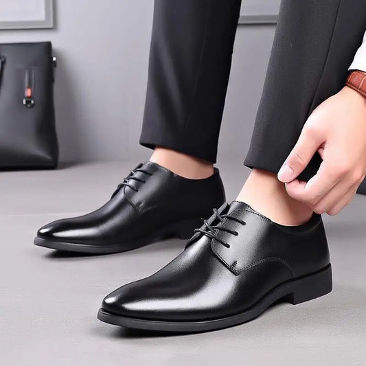Zapatos Oxfords transpirables con cordones para hombre, calzado Formal de punta estrecha, color negro, estilo econÃ³mico, liquidaciÃ³n oficial, verano, 2024