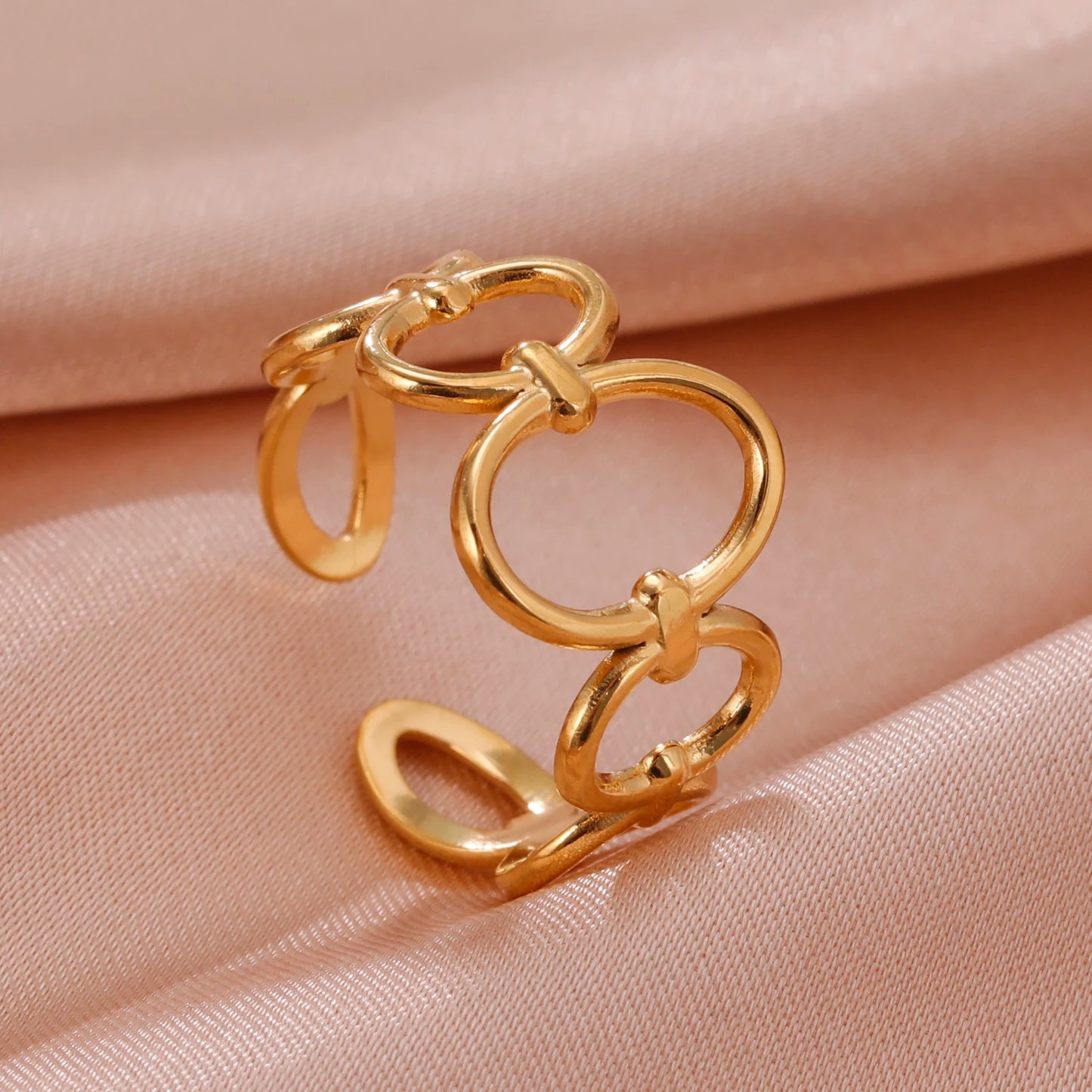 Skyrim-anillos de acero inoxidable para mujer, corazÃ³n geomÃ©trico, estÃ©tico, ajustable, abierto, joyerÃ­a de fiesta, regalos al por mayor