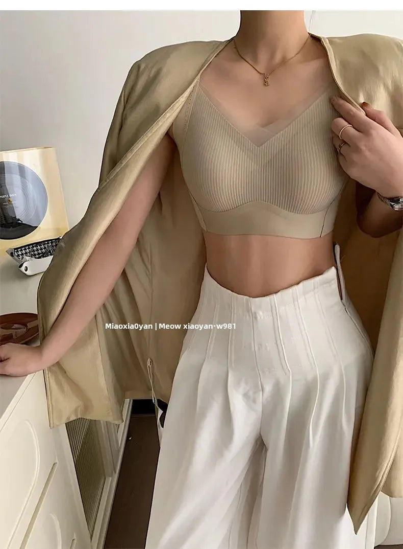 Sujetadores suaves y cómodos para mujer, ropa interior de nailon de apoyo ajustada al aire, sujetador elástico lateral con retroceso cero, ropa interior para mujer