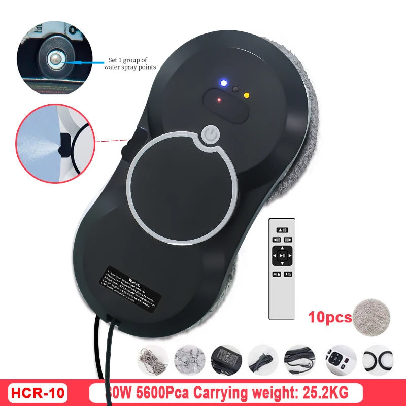 DIVEDEER Robot de limpieza de ventanas con pulverizador de agua, limpiador de vidrio con motor sin escobillas de doble cara inteligente de gran altura, tipo spray