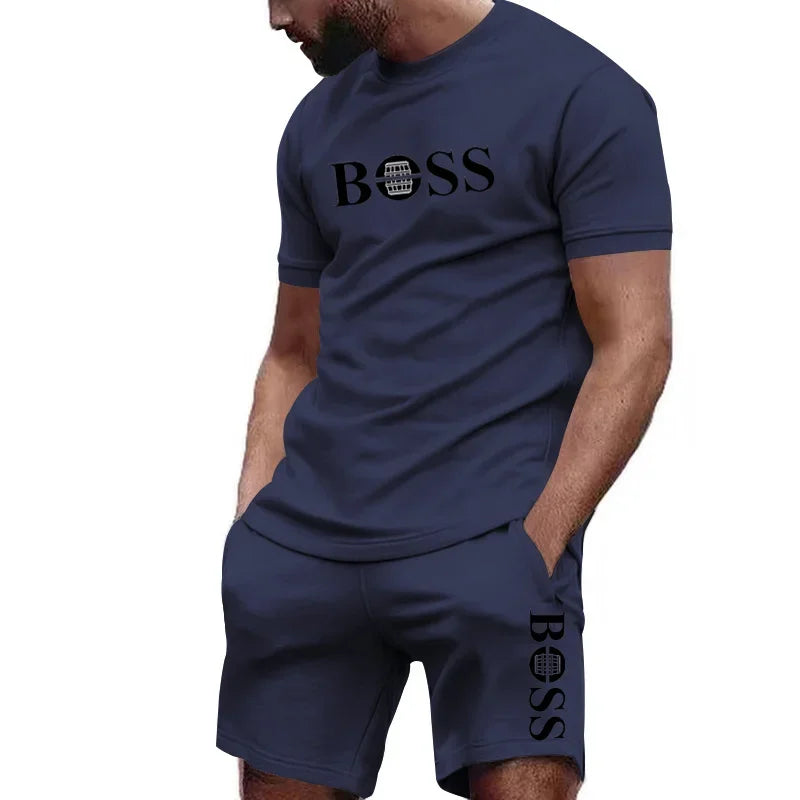 Ropa deportiva de dos piezas para hombre, conjunto de camiseta y pantalones de manga corta, ropa deportiva para correr y fitness, verano 2024, gran descuento, 2024