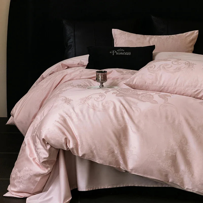 Nuevos juegos de cama de lujo 2025 100% algodón: fibra larga, alta densidad, jacquard satinado, cama de 1,5 m/1,8 m