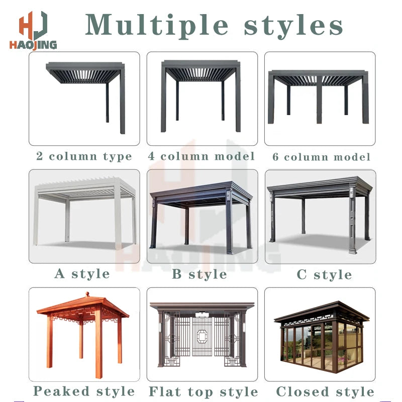 Muebles de jardín para exterior Gazebo da esterno Pavillion de aluminio 3x4 4x4 6x3 blanco Villa balcón Pérgola con persianas de metal personalizada