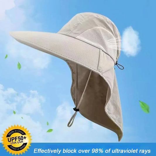 Sombrero de sol de ala ancha con solapa para el cuello para hombres y mujeres ajustable al aire libre 50 + protecciÃ³n UPF gorra de Safari senderismo sombrero de pesca