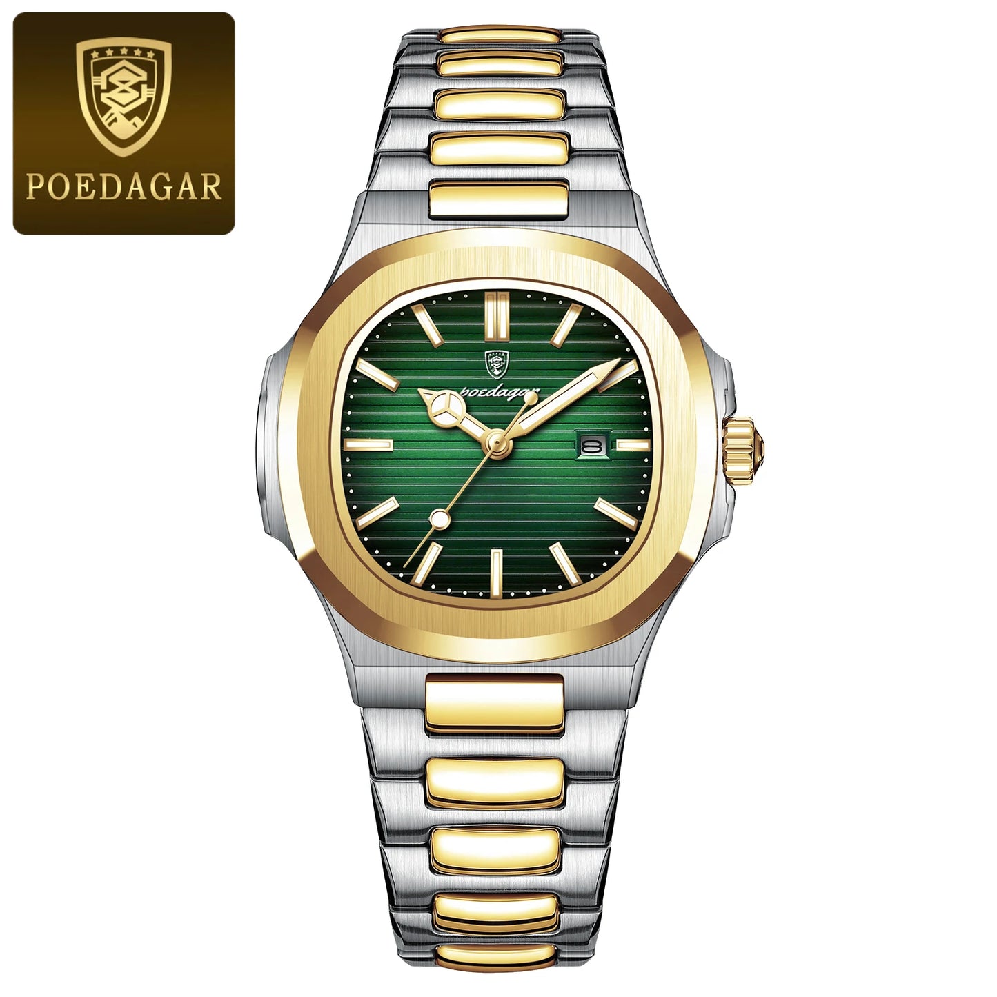 Reloj POEDAGAR cuadrado de lujo para mujer, reloj de pulsera resistente al agua con fecha luminosa para mujer, relojes de cuarzo de moda de acero inoxidable para mujer