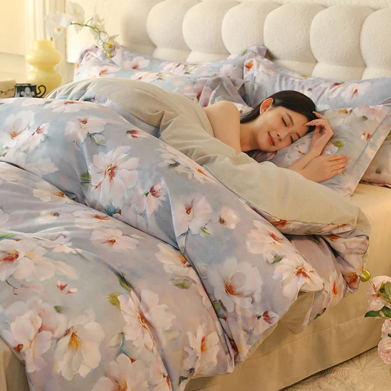 Juego de cuatro piezas de algodón puro 2024, ropa de cama de cuatro piezas, adecuado para uso doméstico, nuevo estilo de lujo, 100%