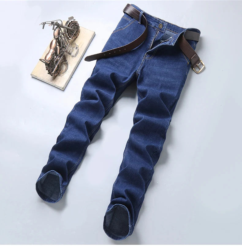 Nuevos pantalones ligeros de lujo elÃ¡sticos ajustados para hombre, cÃ³modos y suaves pantalones vaqueros informales rectos a la moda de negocios, ropa de marca masculina