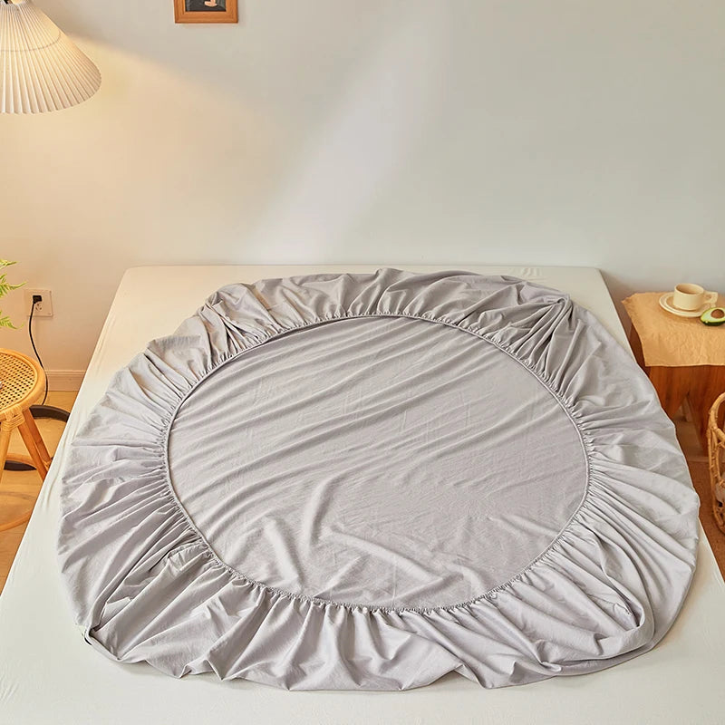 Sábana bajera de algodón 100% con banda elástica, Funda de colchón ajustable antideslizante de Color sólido para cama individual, doble, King y Queen