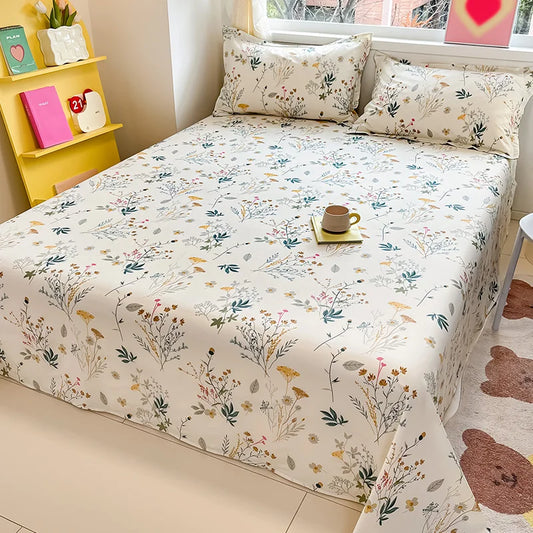 Sábana de algodón 100% con estampado de flores, sábanas dobles para niñas y niños, ropa de cama individual Queen King Size, 1 Uds.