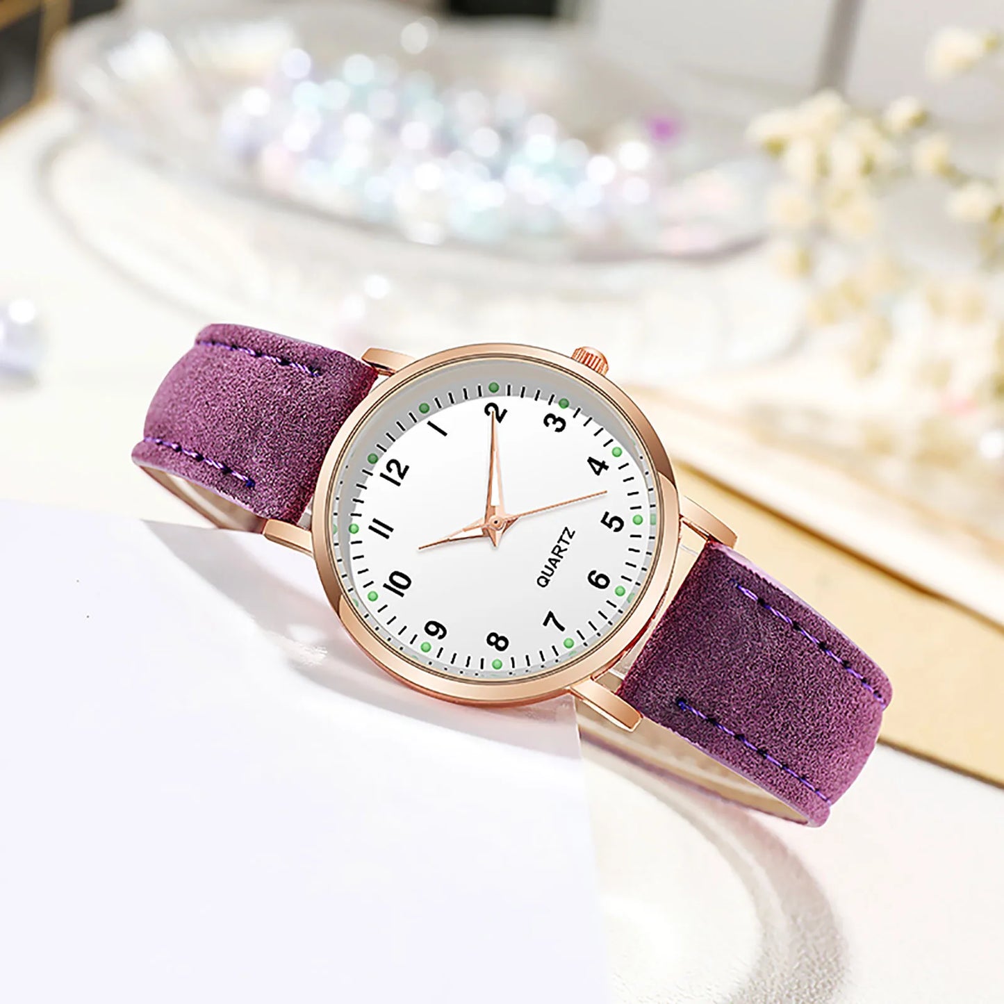 Reloj de Mujer a la moda para Mujer, relojes con correa de cuero, Reloj de pulsera luminoso de cuarzo analógico de lujo para Mujer, Reloj femenino