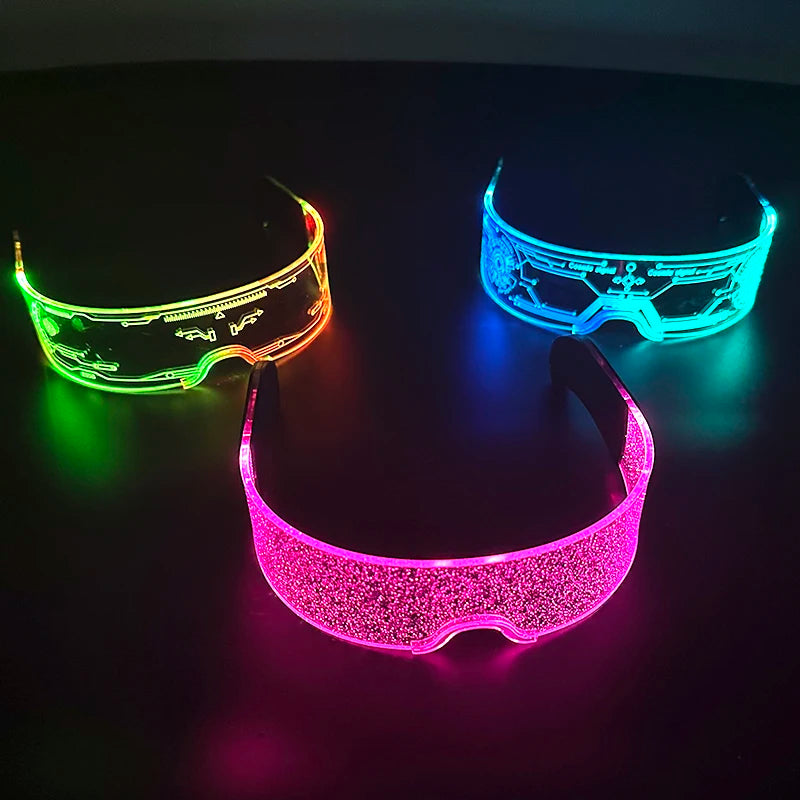 Gafas luminosas coloridas con luz LED, lentes de neón brillantes, parpadeantes para fiesta, club nocturno, DJ, decoración de fiesta de baile