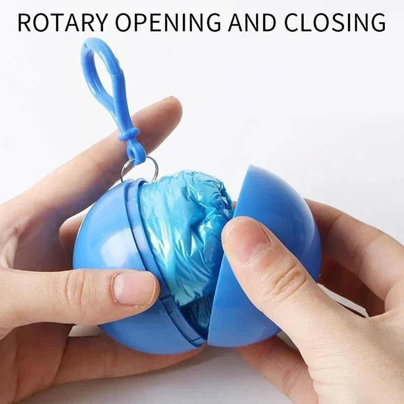 Chubasquero desechable portátil, llavero con bola de compresión, bolsillo para exteriores, Poncho colgante de viaje para adultos, equipo de acampada
