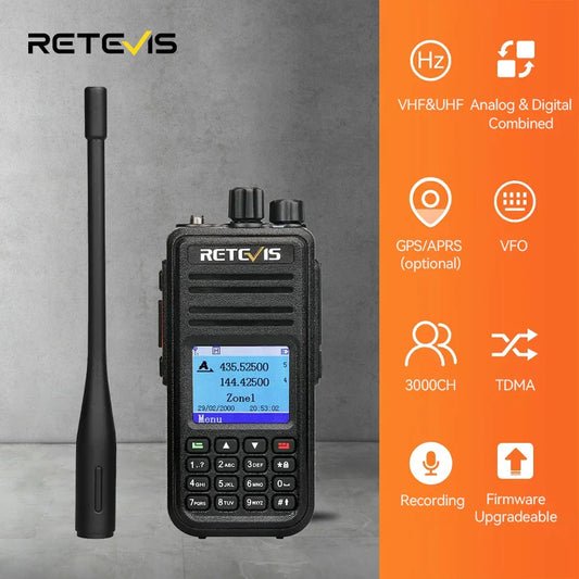 Retevis RT3S DMR walkie talkies de largo alcance radio portátil recargable radio a pilas camping walkie talkie emisora radioaficionado radio emergencia supervivencia profesionales walkie-talkies Cifrado AES256 GPS APRS