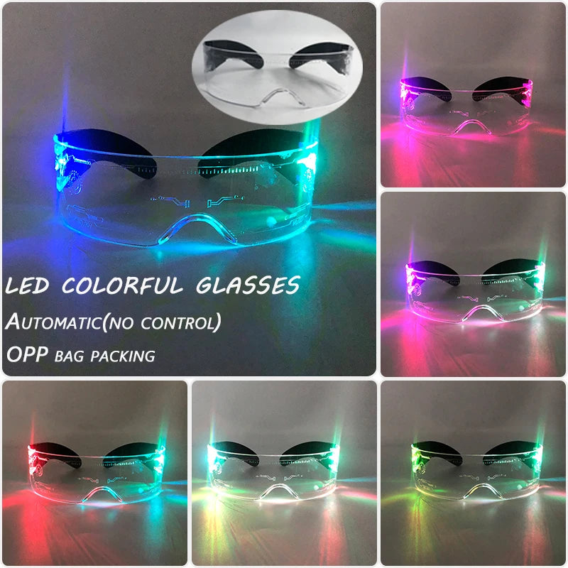 Gafas luminosas coloridas con luz LED, lentes de neón brillantes, parpadeantes para fiesta, club nocturno, DJ, decoración de fiesta de baile