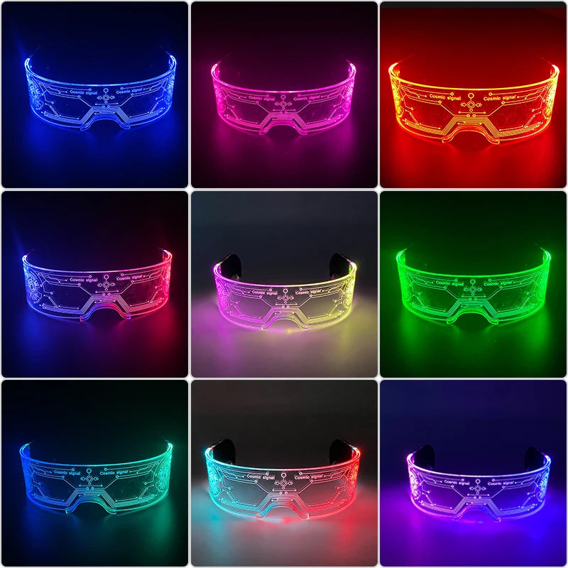 Gafas luminosas coloridas con luz LED, lentes de neón brillantes, parpadeantes para fiesta, club nocturno, DJ, decoración de fiesta de baile