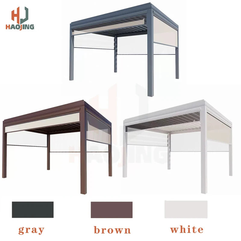Muebles de jardín para exterior Gazebo da esterno Pavillion de aluminio 3x4 4x4 6x3 blanco Villa balcón Pérgola con persianas de metal personalizada