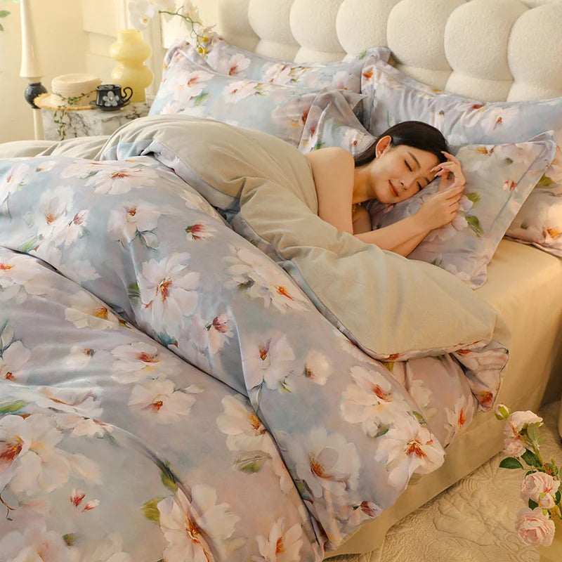 Juego de cuatro piezas de algodón puro 2024, ropa de cama de cuatro piezas, adecuado para uso doméstico, nuevo estilo de lujo, 100%