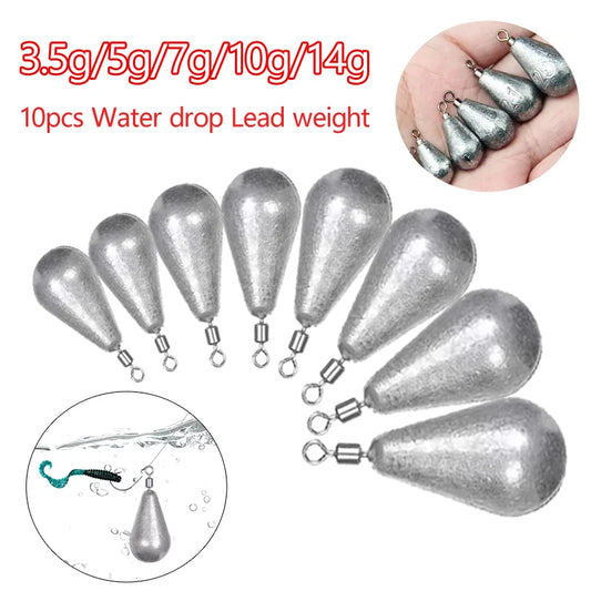 10 unids/lote, plomos de peso para pesca, 3,5g, 5g, 7g, 10g, 14g, cebo suave, accesorios para aparejos de pesca de lubina, conector de gancho de plomos de lÃ­nea