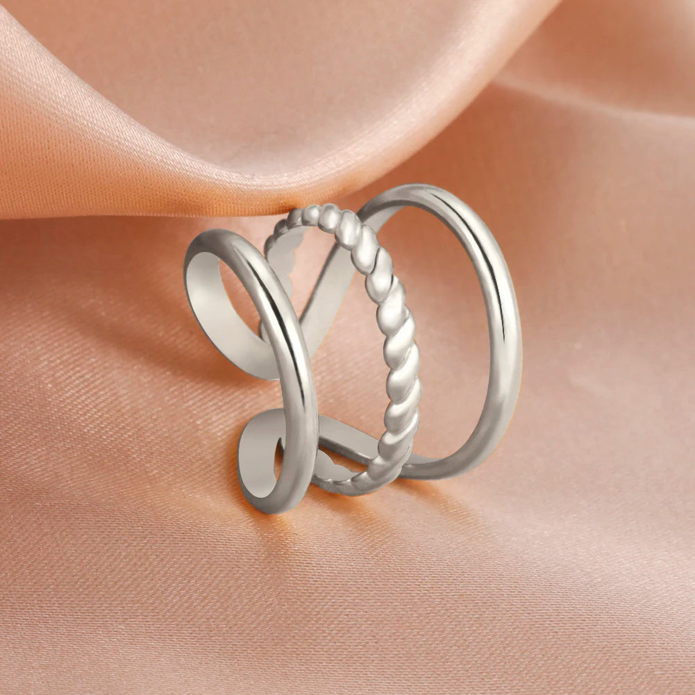 Skyrim-anillos de acero inoxidable para mujer, corazÃ³n geomÃ©trico, estÃ©tico, ajustable, abierto, joyerÃ­a de fiesta, regalos al por mayor