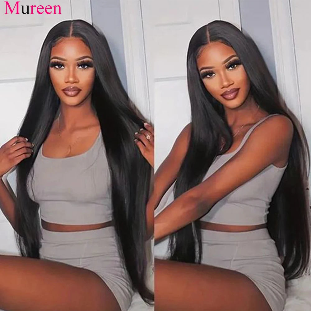 Peluca frontal de encaje de cabello liso de 250% de densidad, cabello humano 13x4 HD, peluca con malla frontal para mujeres, pelucas de cabello humano
