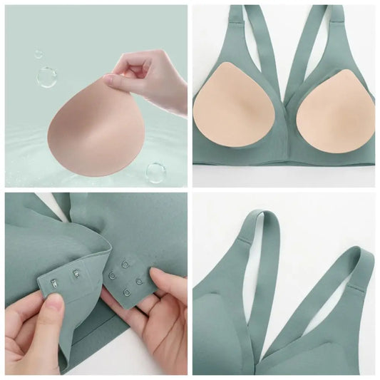 Sujetador inalámbrico con hebilla frontal en V profundo, sujetador antiflacidez a prueba de golpes para mujer, lencería de Copa grande, sujetadores sin costuras para niñas y mujeres