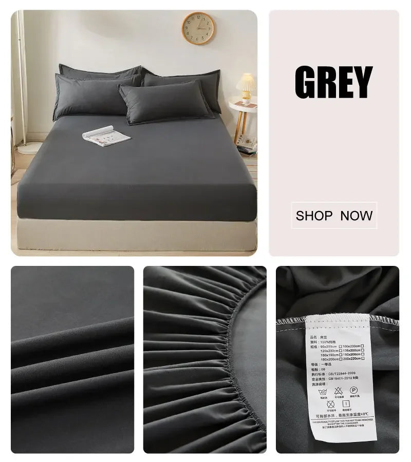 Sábana ligera de estilo veraniego con banda elástica, fundas de colchón de Color sólido, Protector para cama individual doble King, 100% algodón