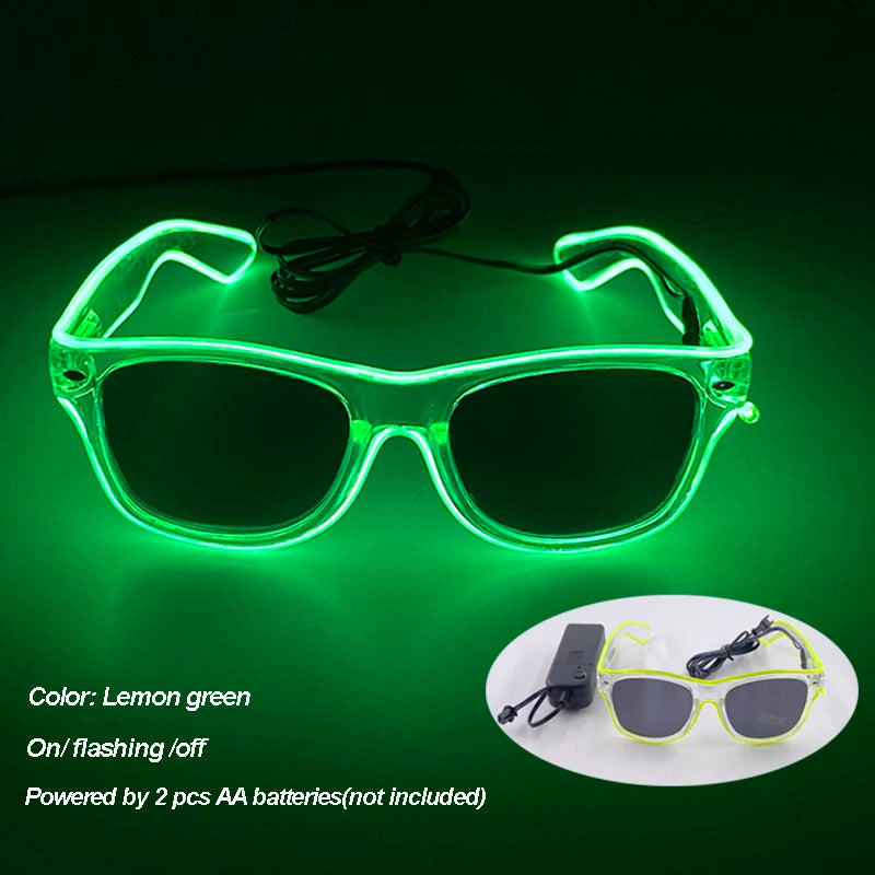 Gafas luminosas coloridas con luz LED, lentes de neón brillantes, parpadeantes para fiesta, club nocturno, DJ, decoración de fiesta de baile