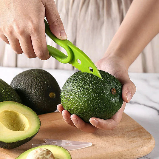 Rebanador de aguacate 3 en 1, cortador de aguacate multifuncional, pelador de mantequilla y fruta, cÃƒÂºter pelador de fruta de Kiwi naranja, herramienta de cocina