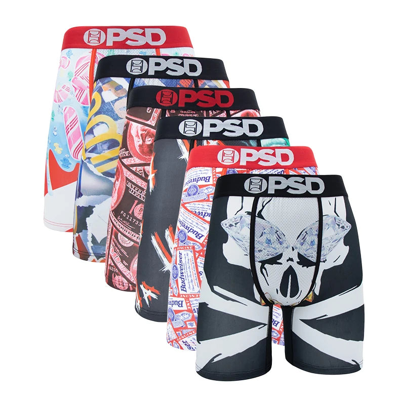 6 uds estampado de moda ropa interior para hombre Boxer Cueca bragas masculinas lencería calzoncillos para hombre Panty Boxershorts Sexy S-XXL