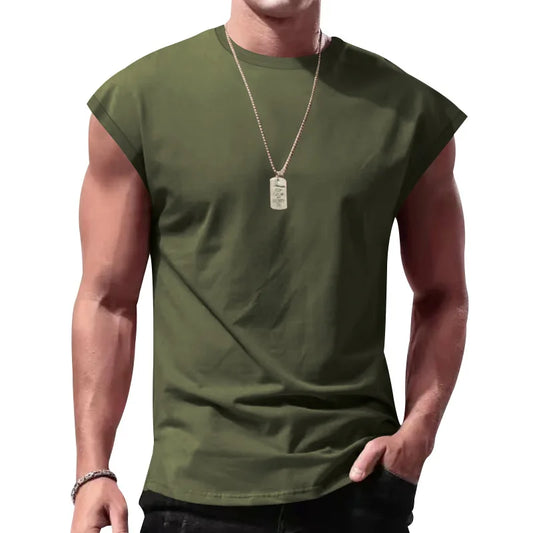 2025 Nueva camiseta sin mangas de verano para hombres, chaleco suelto para jÃƒÂ³venes, camisola fina de color sÃƒÂ³lido