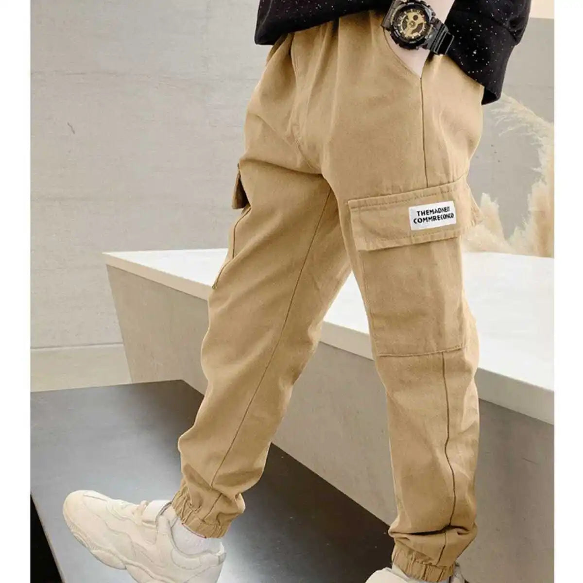 Primavera otoÃƒÂ±o niÃƒÂ±os moda guapo pantalones Cargo niÃƒÂ±os carta deportes pantalones adolescentes Casual pantalones de chÃƒÂ¡ndal finos 4-12 aÃƒÂ±os