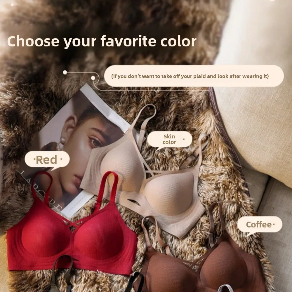 Sujetador suave y cómodo fino hueco sin costuras, sujetador a prueba de golpes sin rastro para mujer, lencería íntima, ropa interior push-up para correr