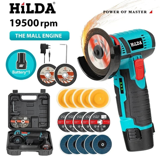Mini amoladora angular recargable en miniatura HILDA de 12V con baterÃ­a, amoladora pulidora de hoja de corte para cortar diamante inalÃ¡mbrico