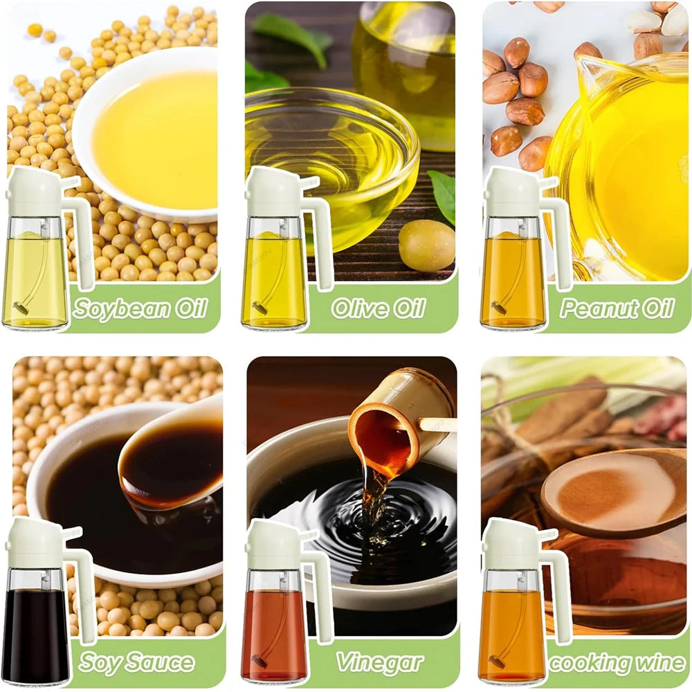 Dispensador de aceite 2 en 1, pulverizador, botella de aceite vertedor, contenedor de aceite de plástico, vaporizador para cocina, ensalada, barbacoa, cocina de acampada