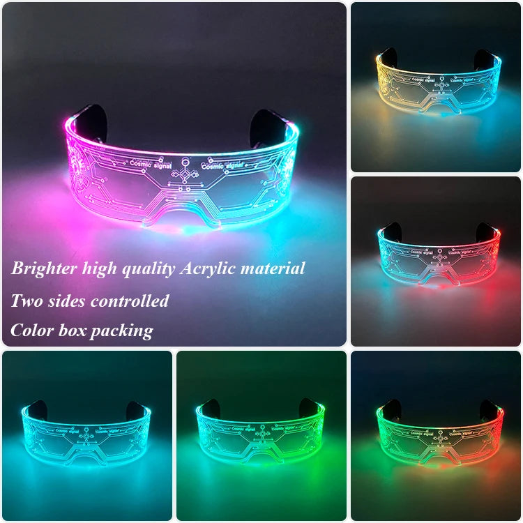 Gafas luminosas coloridas con luz LED, lentes de neón brillantes, parpadeantes para fiesta, club nocturno, DJ, decoración de fiesta de baile