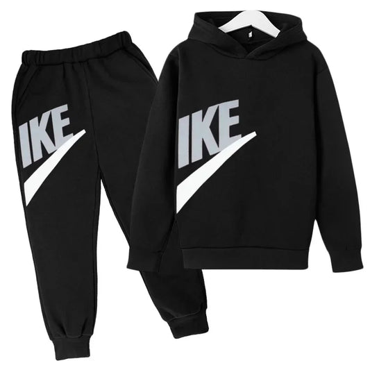 Sudaderas con capucha divertidas con estampado simple para niños, ropa deportiva de ocio al aire libre, conjuntos de camisas de manga larga, pantalones ajustados para niños y niñas