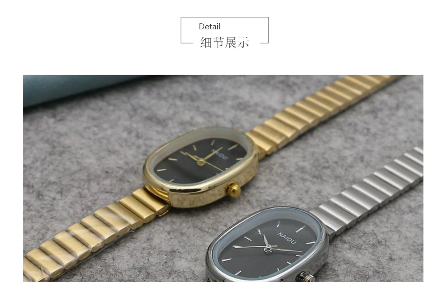 Reloj de cuarzo ovalado con esfera pequeña para mujer, correa de bambú de acero inoxidable, reloj de pulsera de regalo de lujo a la moda para estudiantes y niñas, envío directo
