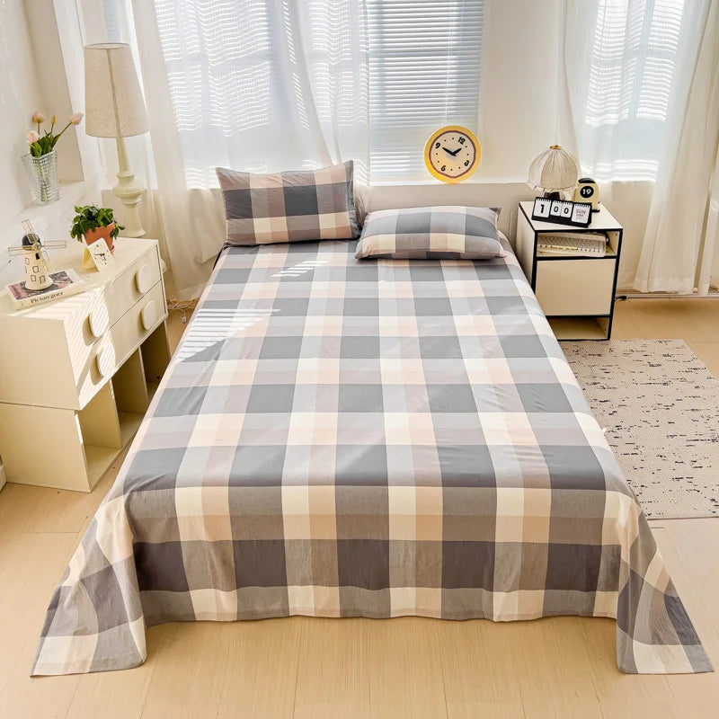 Sábana plana de algodón 100% para cama doble, sábanas superiores lisas de Color sólido, sábanas planas individuales/Queen/King, sábanas de lino para el hogar