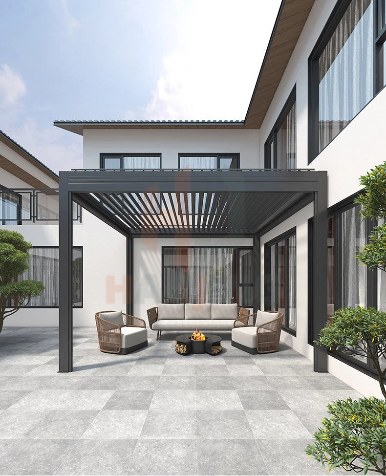 Muebles de jardín para exterior Gazebo da esterno Pavillion de aluminio 3x4 4x4 6x3 blanco Villa balcón Pérgola con persianas de metal personalizada