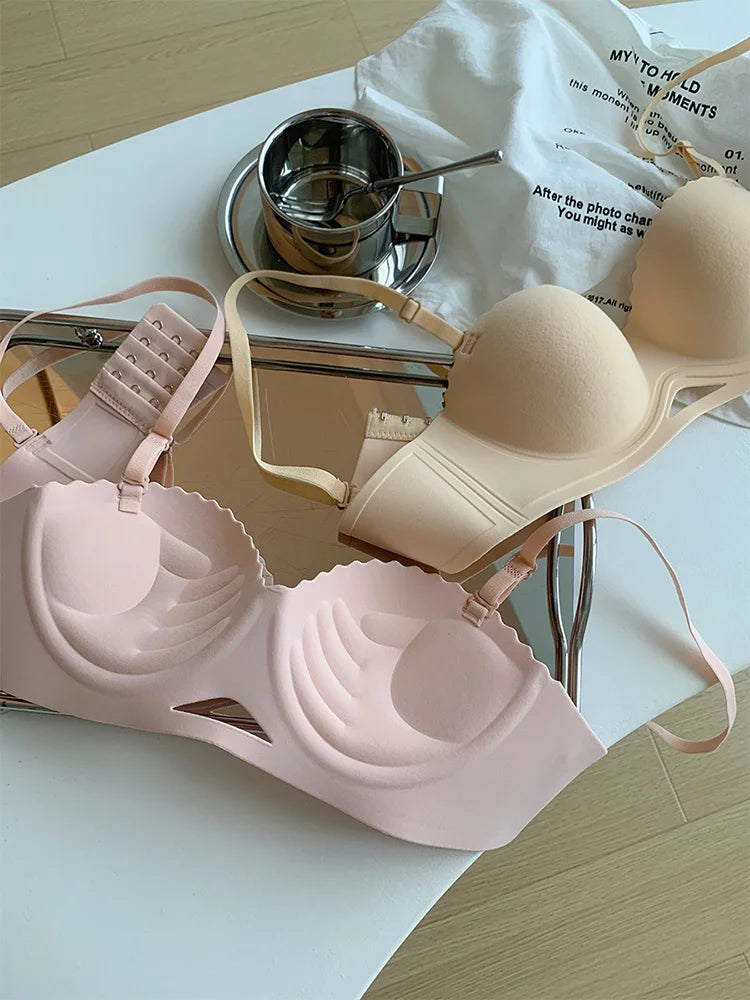 Sujetador sin costuras para mujer, ropa interior push-up con correas desmontables, sujetadores para pechos pequeños, lencería íntima Sexy para mujer