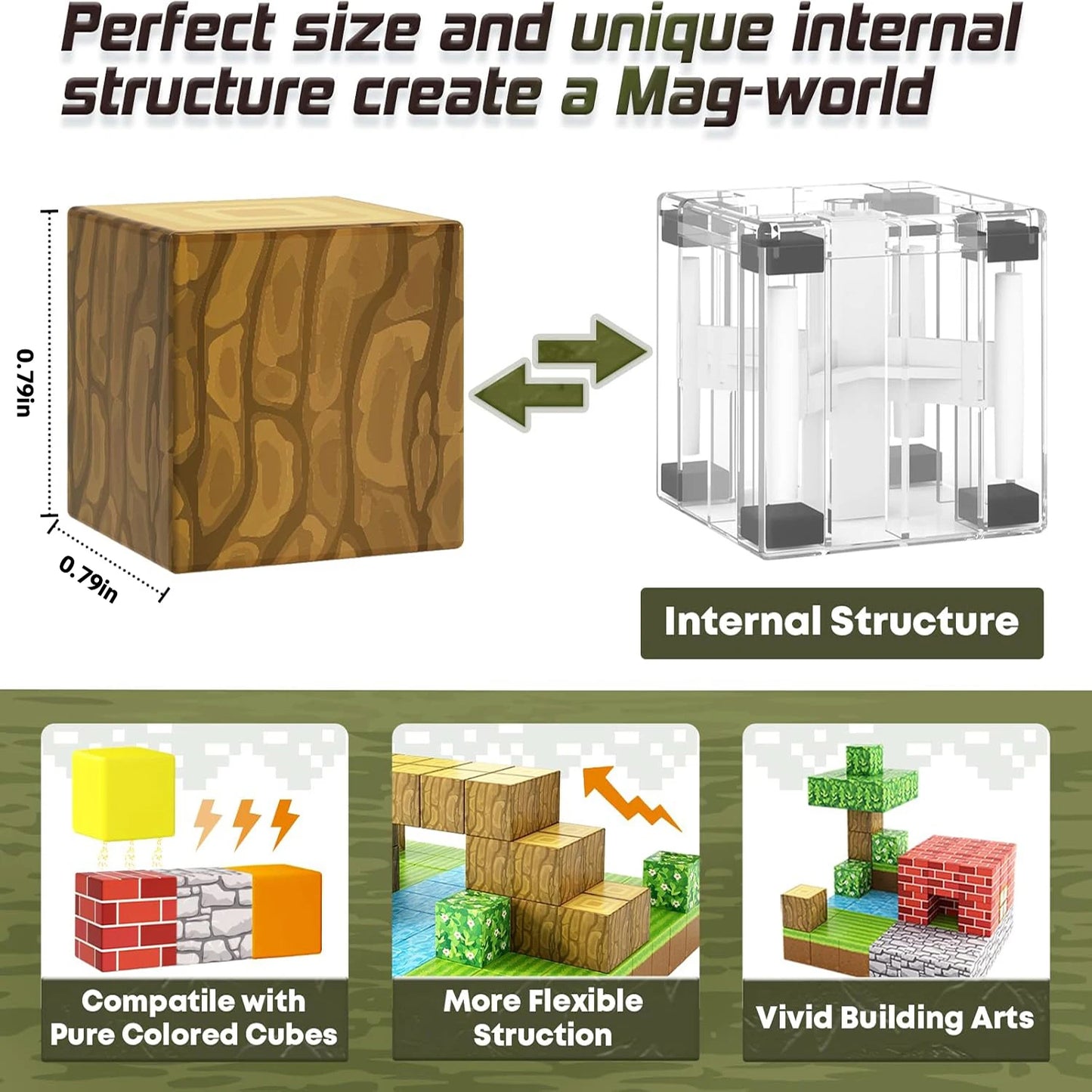 100 Uds. Bloques magnéticos de juguete, juego de imanes de construcción para niños y niñas, cubos sensoriales Montessori con tallo para regalo para niños pequeños