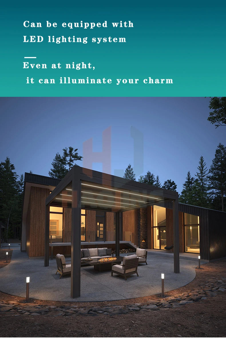 Muebles de jardín para exterior Gazebo da esterno Pavillion de aluminio 3x4 4x4 6x3 blanco Villa balcón Pérgola con persianas de metal personalizada